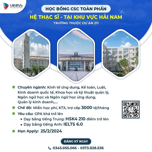Viva Bong88 Link Vào Chính Thức Bong88 CSC toàn phần hệ Thạc sĩ tại Hải Nam 2024